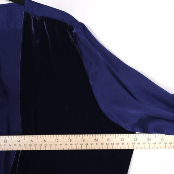 Sundance Blended Paths Blue 100% SILK Velvet Faux Wrap Top Women's MEDIUM Hi Low - Picture 5 of 13